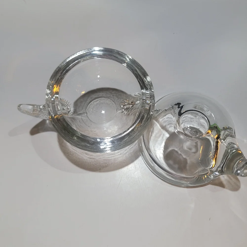 Anchor Hocking Vintage Clear Glass Blow Fish Trinket Bowl